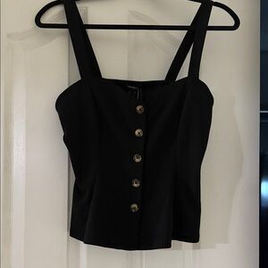 Forever 21 Black Button-Front Tank Top